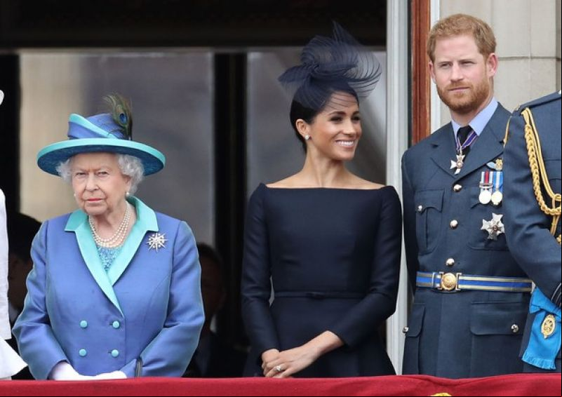 Rainha Elizabeth II, príncipe Harry e Meghan Markle (Foto: Getty Images)